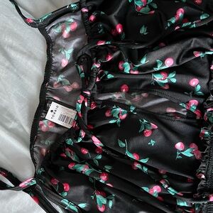 Torrid Black Chemise with Cherry Print